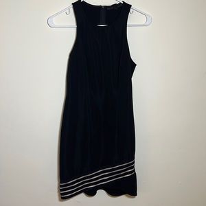 City Studio Black Dress with Asymmetrical Tan and Black Lines | Size 3-4